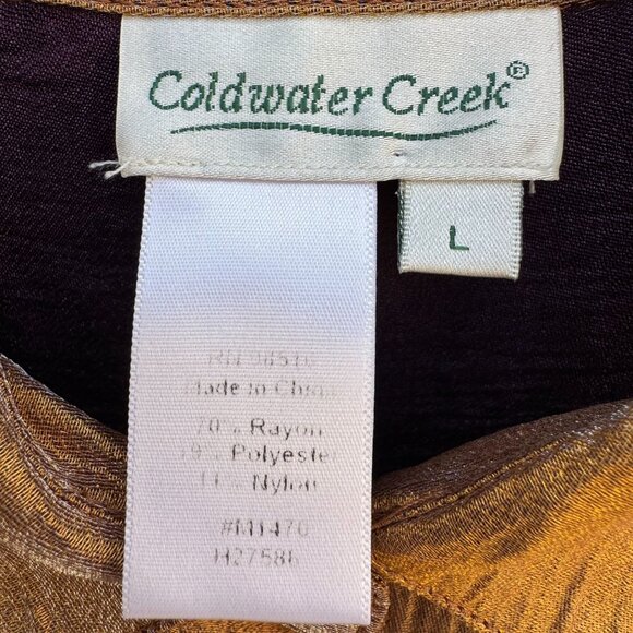Coldwater Creek Womens Shimmering Bronze Glam Button-Up Party Blouse Shirt L - Picture 3 of 9
